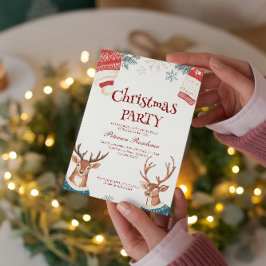 Convite Reindeer no suéter e festa de Natal do Chapéu