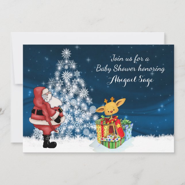 Convite Reindeer, Papais noeis, Chá de fraldas de Árvore d (Frente)