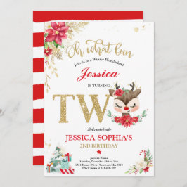 Convite Reindeer segundo aniversário de Natal Red Winter V