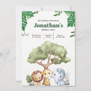 Convite Reino Animal Uma Celebração De Aniversário Minimal