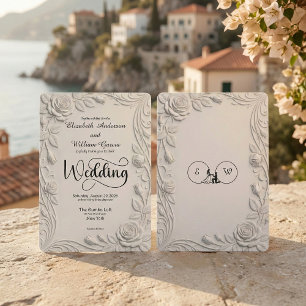 Convite Relevo Floral Esculturado em 3D Falso Marfim  Casa