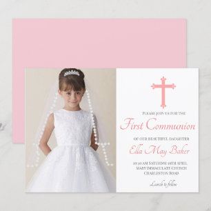 Convite Religião da Primeira Sagrada Comunhão do Elegante 