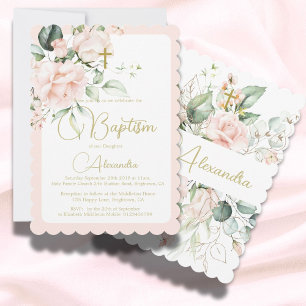 Convite Religião Elegante rosa e Elegante, Rosas de Natal