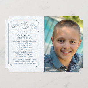 Convite religioso da foto azul transversal do foco