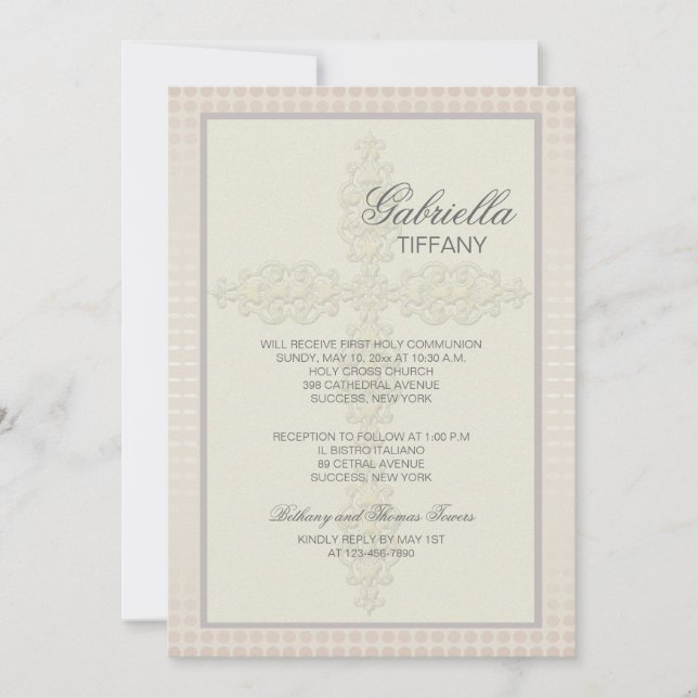 Convite Religioso Intrate Cross (Peach) (Frente)