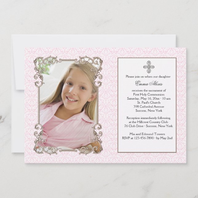 Convite Religioso para Fotos Fotografias Rosa do V (Frente)