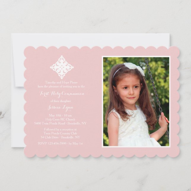 Convite religioso transversal Reverent da foto (Frente)