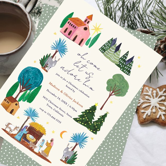 Convite Religious Christmas Nativity Scene Party (Religious Christmas Nativity Scene Party Invitation)