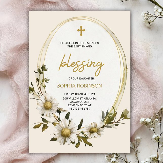 Convite Religious invitation card with floral design  (Criador carregado)