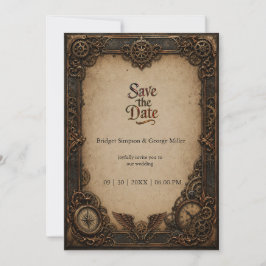 Convite Relógio de engrenagem Steampunk Gótico Casamento