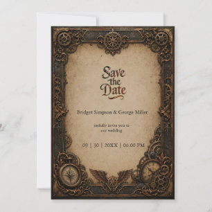 Convite Relógio de engrenagem Steampunk Gótico Casamento