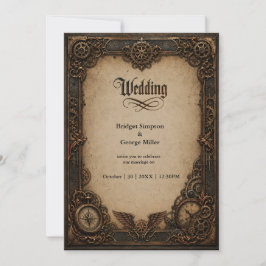 Convite Relógio de engrenagem Steampunk Gótico Casamento
