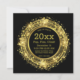 Convite Relógio de Véspera de Ano Novo Confetti