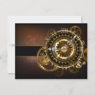 Convite Relógio steampunk com engrenagens antigas