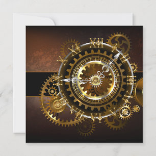 Convite Relógio steampunk com engrenagens antigas