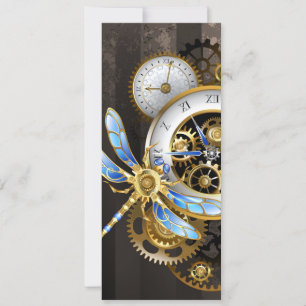 Convite Relógio Steampunk com Libélula Mecânica