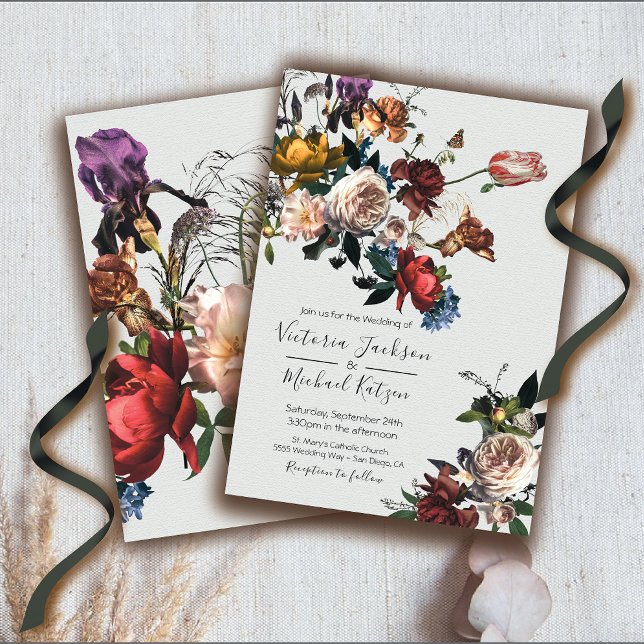 Convite Rembrandt Floral Light & airy Wedding Invitation (Criador carregado)