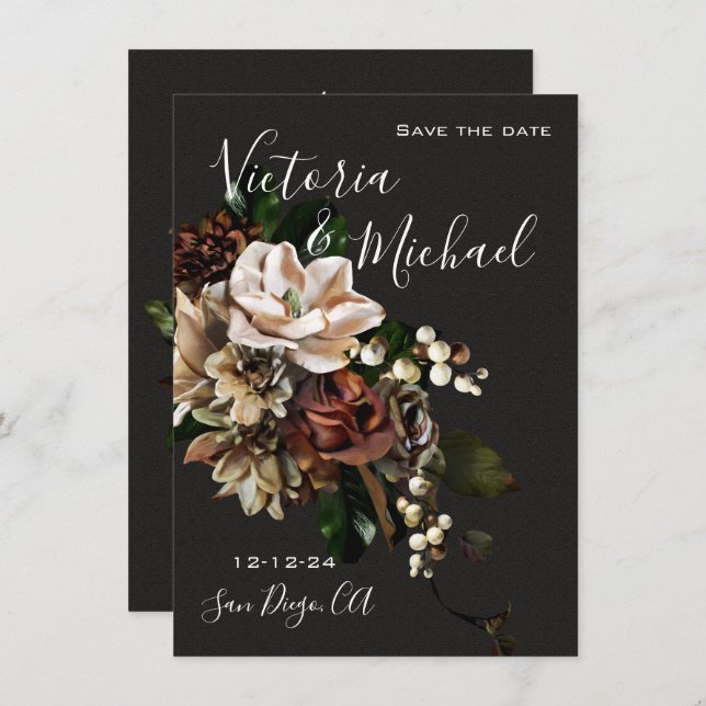 Convite Rembrandt Magnolia Salve a Data Casamento (Frente/Verso)