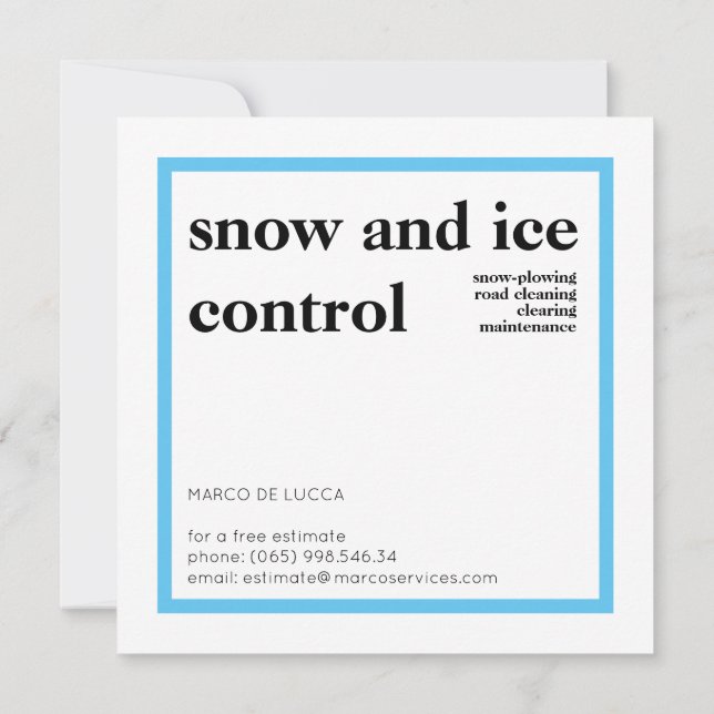 Convite Remoção de Neve, Serviços de Limpeza de Neve (Verso)