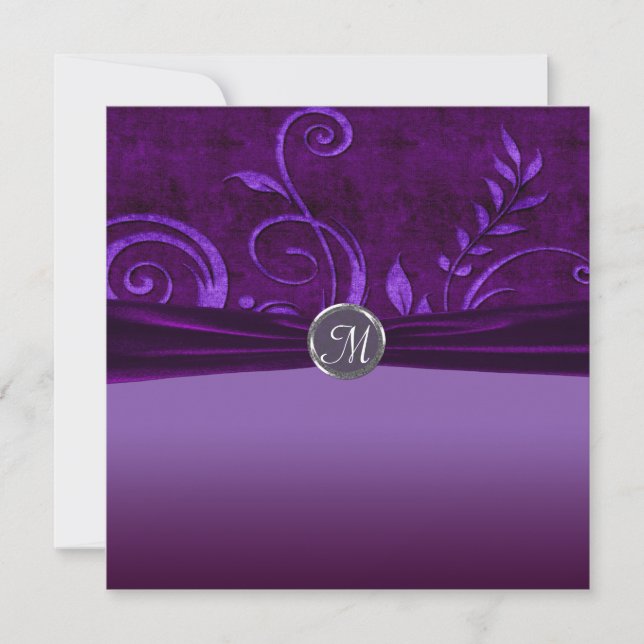 Convite Remoinho de Noiva de Veludo Roxo & Ameixa (Frente)