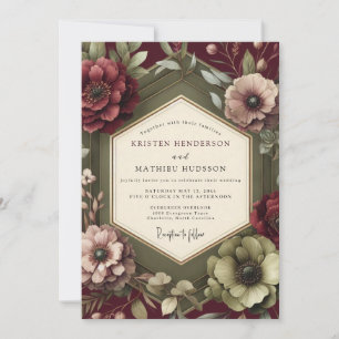 Convite Renascença Marrom Flor de Casamento