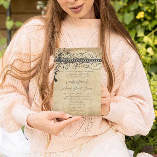 Convite Renascença Medieval Negra Funky Elegante (Criador carregado)