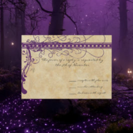 Convite Renascentista Medieval Roxo Pergaminho Falso 
