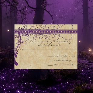 Convite Renascentista Medieval Roxo Pergaminho Falso 