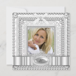 Convite Renda Branca Pérola Foto Festa de Aniversário