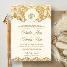 Renda de Ouro e Creme para Casamento Islâmico Muçu