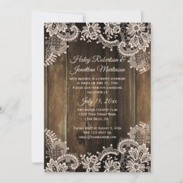 Convite Renda Rústica e Recepção de Madeira de Celeiro Som