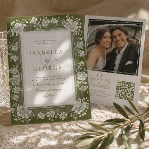 Convite Renda Verde Oliva Renda Casamento Antigo Dinheiro