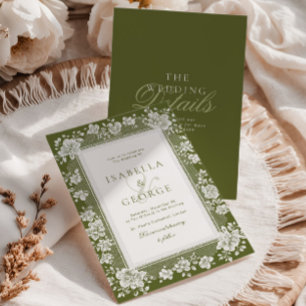 Convite Renda Verde Oliva Renda Old Money Vestido de Noiva