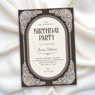 Convite Renda vitoriana de romance sombrio de aniversário