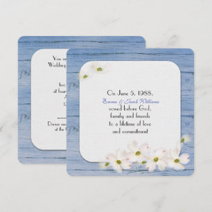 Convite renovação da colheita - madeira azul com buquê