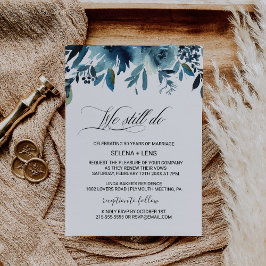 Convite Renovação da Vinha Floral Azul-Marinho Celestial