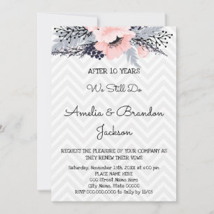 Convite Renovação de Aniversário de Casamento de Flores
