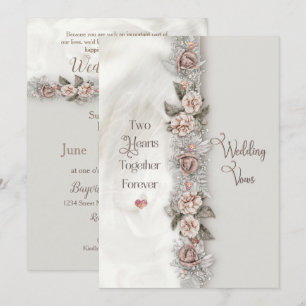 Convite Renovação de Casamento Vows Dreamy Floral Beige
