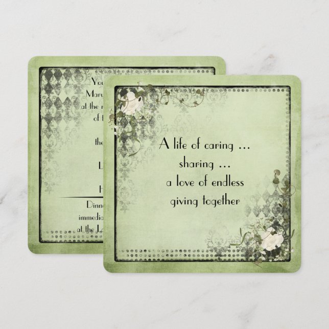 Convite Renovação de Vintage de Vows (Frente/Verso)