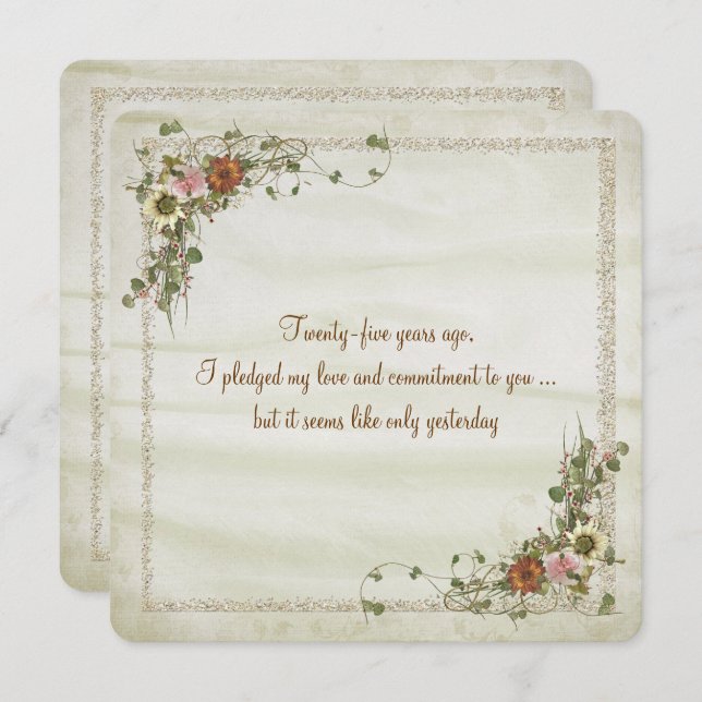 Convite Renovação de Voto de Aniversário de Casamento (Frente/Verso)