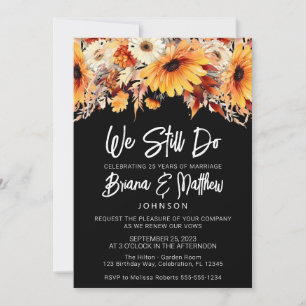 Convite Renovação de Voto de Casamento Floral de Outono