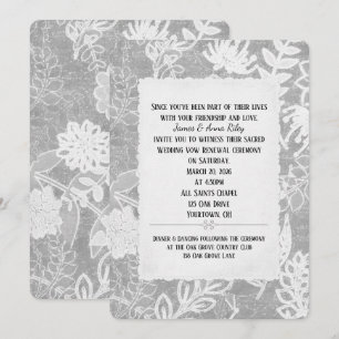 Convite Renovação de Voto de Casamento Floral Prata