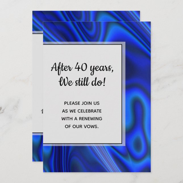 Convite Renovação de Voto de Casamento Fractal em Concha d (Frente/Verso)