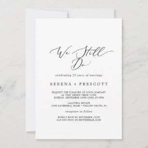 Convite Renovação de Voto Delicado em Caligrafia Preta