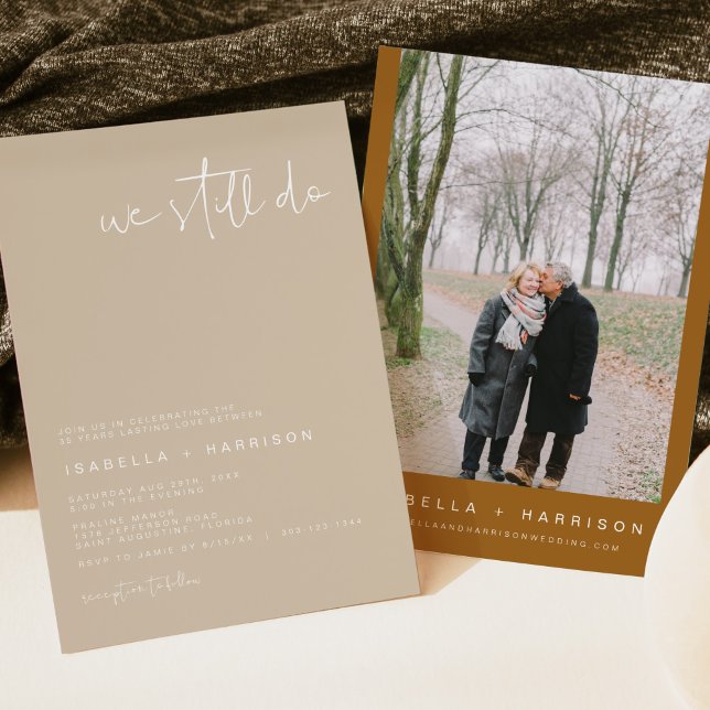 Convite Renovação de Voto INDIE Boho Tom de Bege Terroso (Criador carregado)