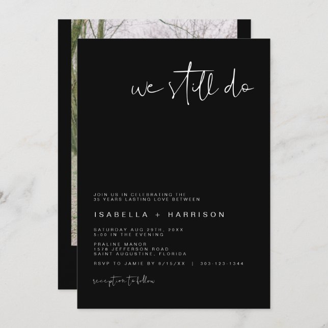 Convite Renovação de Voto Moderno Preto JOVI (Frente/Verso)