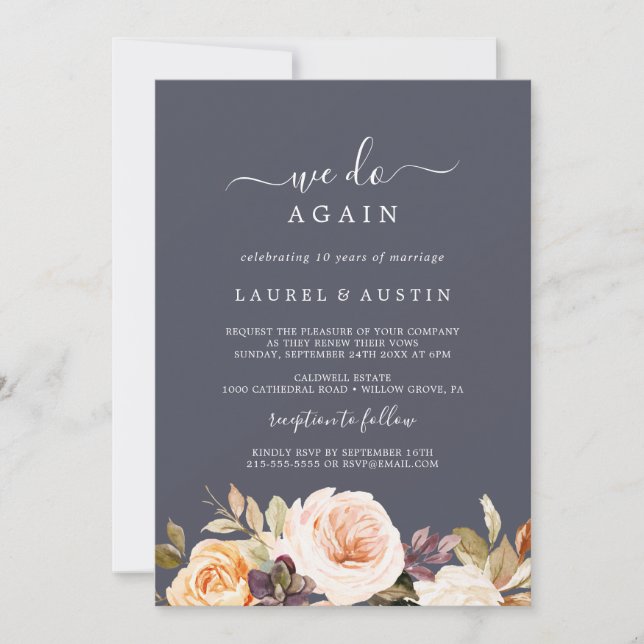 Convite Renovação de Voto Rustic Earth Floral Roxo Nós Faz (Frente)