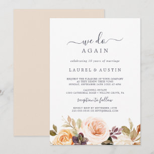 Convite Renovação de Voto Rustic Earth Florals We Do Again