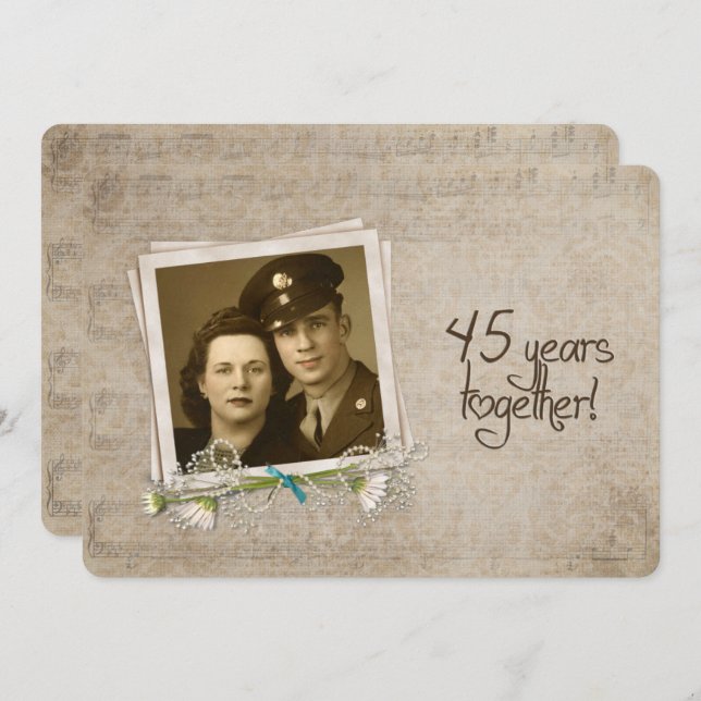 Convite Renovação de Votos de Aniversário de 45 Anos de Ca (Frente/Verso)