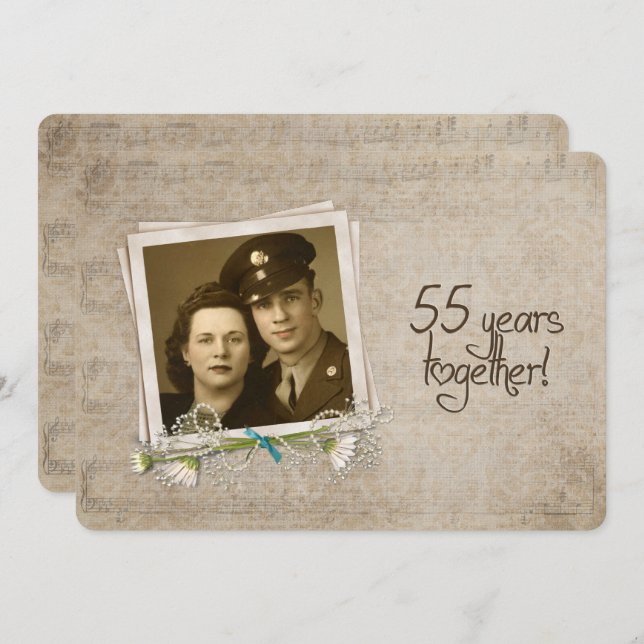 Convite Renovação de Votos de Aniversário de 55 Anos de Ca (Frente/Verso)